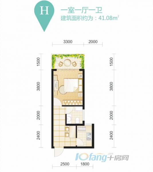 41.08平米户型图