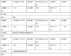 十堰市自然资源和规划局十堰经济技术开发区分局国有土地使用权招拍挂出让结果公示2019年第6号