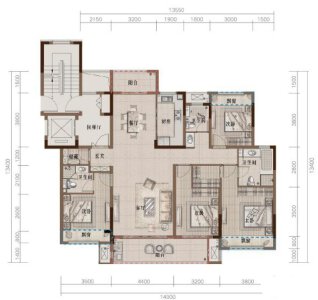 C洋房户型建面约156㎡4室3厅