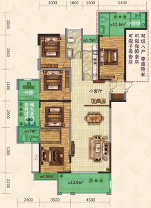 A户型建面约178㎡6室3厅