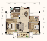 B2户型 3室2厅1卫 113.03㎡