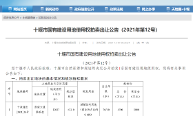 十堰市国有建设用地使用权拍卖出让公告（2021年第12号）