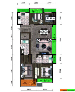 锦御建面约127.37㎡四室两厅两卫户型