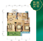 庄仪橡树湾建面约114.68㎡三室两厅两卫一阳台B户型