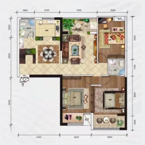 东方一品建面约110㎡三室两厅户型