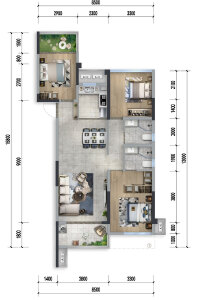 建面约103㎡偶数层D户型