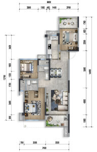 建面约95㎡偶数层C户型