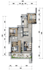 建面约95㎡奇数层C户型