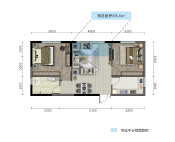 A1户型建面约67.44/67.75/67.76㎡两室两厅一卫