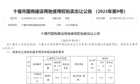 十堰市国有建设用地使用权拍卖出让公告 （2023年第9号）