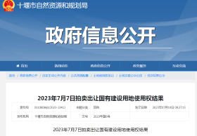 2023年7月12日拍卖出让国有建设用地使用权结果