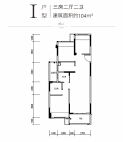 I户型三房两厅两卫建面约104㎡