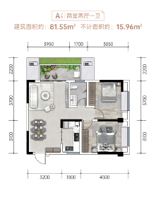 标准层A户型建面约81.55㎡