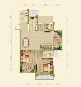 G户型3室2厅 建面约111.28㎡