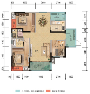 A户型3室2厅 建面约118㎡