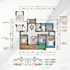 建面约123㎡四室两厅两卫户型