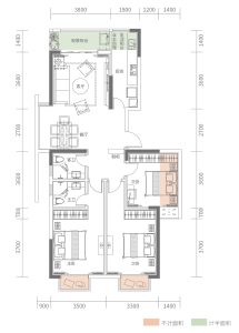 D1户型建面约117.57㎡