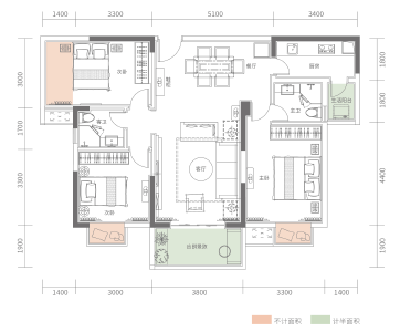 B1户型建面约110.25㎡