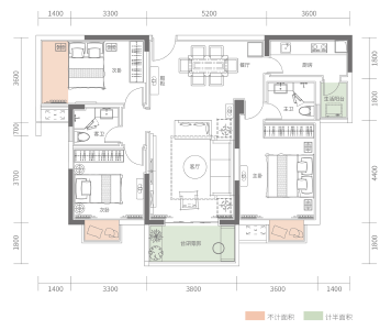 B2户型建面约122.46㎡