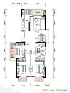 D1户型建面约117.57㎡