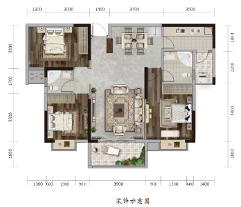 B5户型建面约108.71㎡