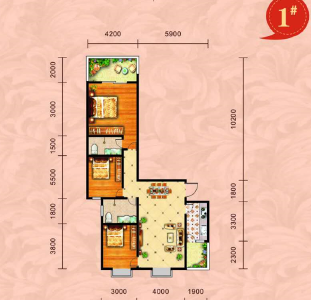 一号楼建面约127.18㎡3室2厅2卫