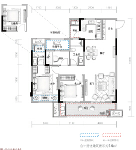 B2户型建面约116㎡3室2厅