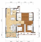 B2户型建面约100.06㎡3室2厅2卫