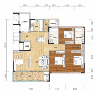 D1户型建面约134.49㎡4室2厅2卫