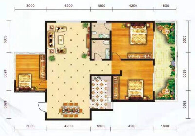 9#楼建面约118.22㎡3室2厅2卫A4户型