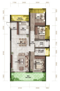 建面约126.81㎡H-2户型