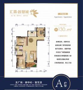 A户型3室2厅 建面约130.60㎡