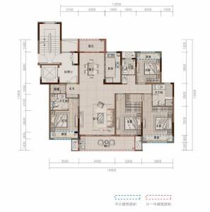 C洋房户型建面约163㎡4室2厅