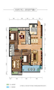 建面约130㎡4室2厅2卫小高层户型