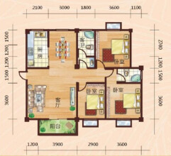 山水国际三居室户型解析 120.86㎡户型南北通透